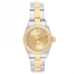 Rolex Champagne 18k Yellow Gold and Stainless Steel Oyster Perpetual NonDate 67193 Women's Wristwatch 24MM