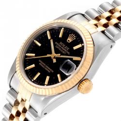 Pre Owned Rolex Black 18K Yellow Gold and Stainless Steel Datejust 68273 Women's Wristwatch 31MM