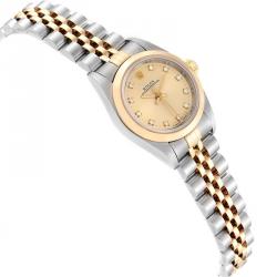 Pre Owned Rolex Champagne 18K Yellow Gold Diamond and Stainless Steel Non Date 76183 Women's Wristwatch 24MM