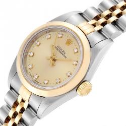 Pre Owned Rolex Champagne 18K Yellow Gold Diamond and Stainless Steel Non Date 76183 Women's Wristwatch 24MM