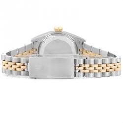 Pre Owned Rolex Silver Diamond 18K Yellow Gold and Stainless Steel Datejust 69173 Women's Wristwatch 26MM