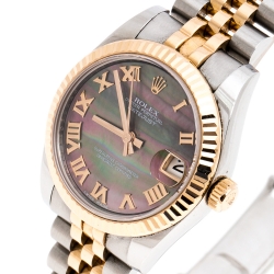 مملوكة مسبقًا Rolex Mother of Pearl Two Tone 18K Gold Datejust 178271 Women's Wristwatch 31MM