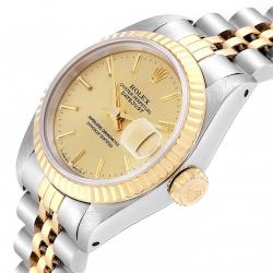 Pre Owned Rolex Champagne 18K Yellow Gold and Stainless Steel Datejust 69173 Women's Wristwatch 26MM