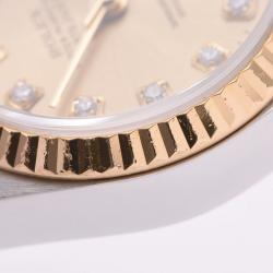 مملوكة مسبقًا Rolex Champagne Yellow Gold and Stainless Steel Datejust 69173G Women's Wristwatch 25MM