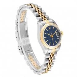 Pre Owned Rolex Blue 18K Yelllow Gold And Stainless Steel Oyster Perptual Datejust 69163 Women's Wristwatch 26 MM