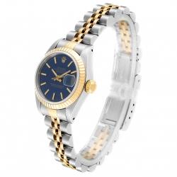 Pre Owned Rolex Blue 18K Yelllow Gold And Stainless Steel Oyster Perptual Datejust 69163 Women's Wristwatch 26 MM