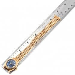 مملوكة مسبقًا ساعة يد نسائية رولكس بريزيدينت دايتجست 69278 ذهب أصفر عيار 18 و ألماس زرقاء 26 مم