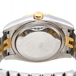 Pre Owned Rolex White 18K Yellow Gold Stainless Steel Diamond Datejust 116243 Men's Wristwatch 36 mm