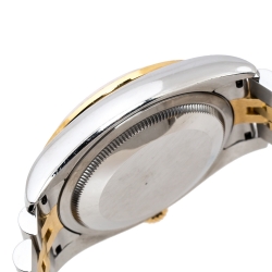 Pre Owned Rolex White 18K Yellow Gold Stainless Steel Diamond Datejust 116243 Men's Wristwatch 36 mm