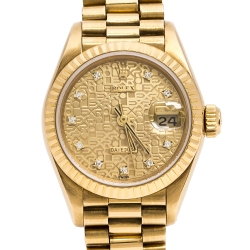 Pre Owned Rolex Jubilee 18K Yellow Gold Vintage Datejust 69138 Women's Wristwatch 26 mm