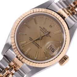 مملوكة مسبقًا ساعة يد نسائية رولكس دايتجست 79173 ذهب أصفر عيار 18 و ستانلس ستيلس شامبانيا 26 مم