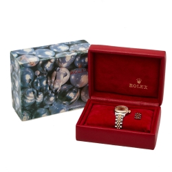 Pre Owned Rolex Champagne 18K Yellow Gold And Stainless Steel Diamonds Datejust 69173 Women's Wristwatch 26 mm