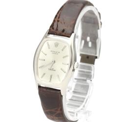 Pre Owned Rolex Silver 18K White Gold Cellini 3803 Mechanical Women's Wristwatch 23 MM