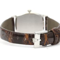 Pre Owned Rolex Silver 18K White Gold Cellini 3803 Mechanical Women's Wristwatch 23 MM