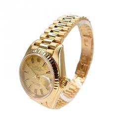 Pre Owned Rolex Gold 18K Yellow Gold Datejust Women's Wristwatch 26MM