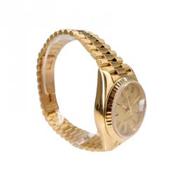 Pre Owned Rolex Gold 18K Yellow Gold Datejust Women's Wristwatch 26MM