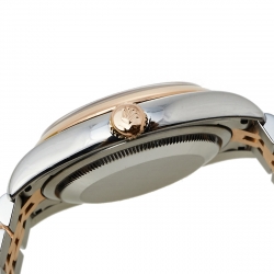 Pre Owned Rolex Black Diamonds 18K Rose Gold And Stainless Steel Datejust Automatic Women's Wristwatch 37MM