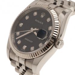 Pre Owned Rolex Blue Stainless Steel Datejust Women's Wristwatch 36MM