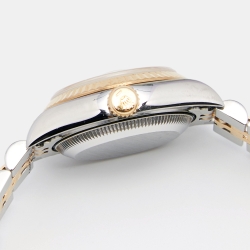 Pre Owned Rolex Champagne Diamonds 18K Yellow Gold Stainless Steel Datejust 69173 Women's Wristwatch 26 MM