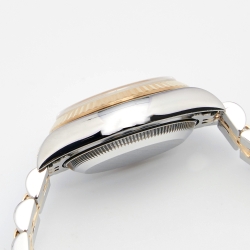 Pre Owned Rolex Champagne Diamonds 18K Yellow Gold Stainless Steel Datejust 69173 Women's Wristwatch 26 MM