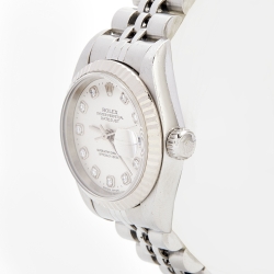 Pre Owned ساعة يد نسائية رولكس ديت جست 79174 ستانلس ستيل ذهب أبيض عيار 18 ألماس فضية 26 مم