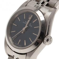 Pre Owned Rolex Blue Stainless Steel Oyster Perpetual Women's Wristwatch 25MM