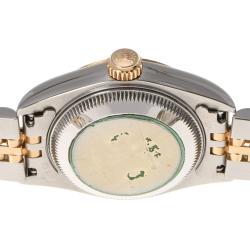 Pre Owned Rolex White Diamond 18k Yellow Gold And Stainless Steel Datejust 69173G Automatic Women's Wristwatch 26 mm