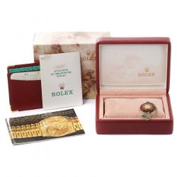 Pre Owned Rolex Blue Diamond 18k Yellow Gold And Stainless Steel Datejust 69173 Automatic Women's Wristwatch 26 mm