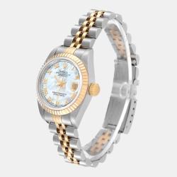 Rolex Mother of Pearl 18k Yellow Gold And Stainless Steel Datejust 69173 Automatic Women's Wristwatch 26 mm