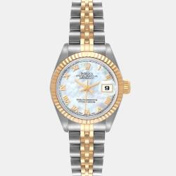 Rolex Mother of Pearl 18k Yellow Gold And Stainless Steel Datejust 69173 Automatic Women's Wristwatch 26 mm