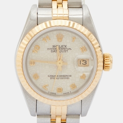مملوكة مسبقًا Rolex Ivory 18K Yellow Gold And Stainless Steel Datejust 69173 Automatic Women's Wristwatch 26 mm