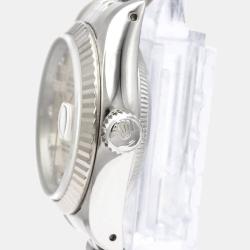 Pre Owned Rolex Silver Diamond 18k White Gold And Stainless Steel Datejust 69174 Automatic Women's Wristwatch 26 mm