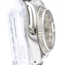 Pre Owned Rolex Silver Diamond 18k White Gold And Stainless Steel Datejust 69174 Automatic Women's Wristwatch 26 mm