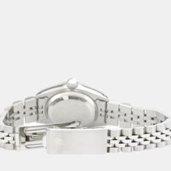 Pre Owned Rolex Silver Diamond 18k White Gold And Stainless Steel Datejust 69174 Automatic Women's Wristwatch 26 mm