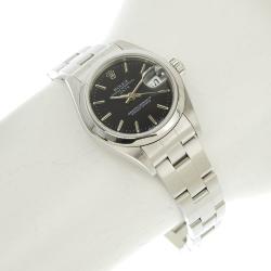 Pre Owned Rolex Black Stainless Steel Oyster Perpetual Date 79160 Women's Wristwatch 26 mm