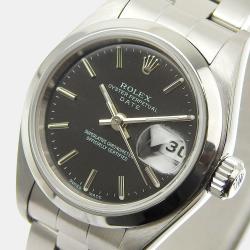 Pre Owned Rolex Black Stainless Steel Oyster Perpetual Date 79160 Women's Wristwatch 26 mm