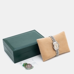 Pre Owned Rolex Silver 18K White Gold Stainless Steel Diamond Datejust 69174 Women's Wristwatch 26 mm