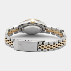 Pre Owned Rolex Champagne 18K Yellow Gold And Stainless Steel Datejust 69173 Women's Wristwatch 26 mm