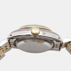 Pre Owned Rolex Champagne 18K Yellow Gold And Stainless Steel Datejust 69173 Women's Wristwatch 26 mm