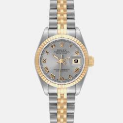 مملوكة مسبقًا Rolex Datejust Slate Dial Steel Yellow Gold Ladies Watch 69173 26 mm