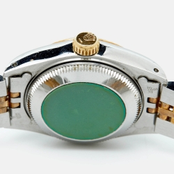 Pre Owned Rolex Champagne Diamond 18K Yellow Gold Stainless Steel Datejust 69173 Women's Wristwatch 26 mm