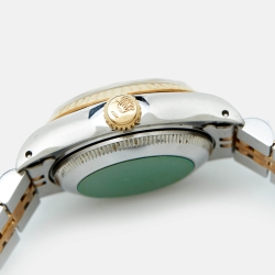 Pre Owned Rolex Champagne Diamond 18K Yellow Gold Stainless Steel Datejust 69173 Women's Wristwatch 26 mm