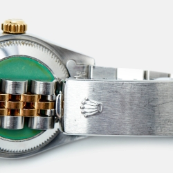 Pre Owned Rolex Champagne Diamond 18K Yellow Gold Stainless Steel Datejust 69173 Women's Wristwatch 26 mm