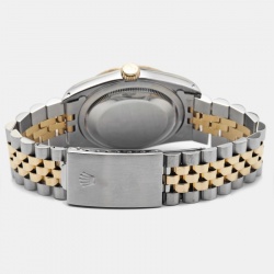 Pre Owned Rolex Champagne Diamond 18K Yellow Gold Stainless Steel Datejust 16233 Unisex Wristwatch 36 mm