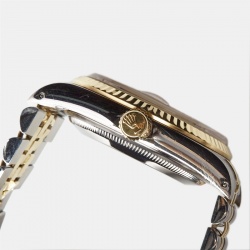 Pre Owned Rolex Champagne Diamond 18K Yellow Gold Stainless Steel Datejust 16233 Unisex Wristwatch 36 mm