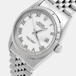 Pre Owned Rolex White 18K White Gold Stainless Steel Datejust 16234 Men's Wristwatch 36 mm
