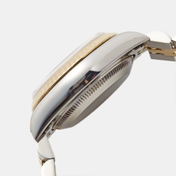 Pre Owned Rolex White Diamond 18k Yellow Gold Stainless Steel Datejust 69173 Women's Wristwatch 26 mm