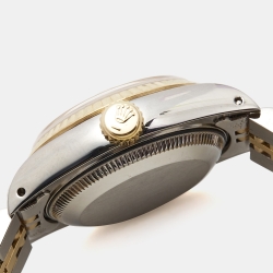 مملوكة مسبقًا Rolex Champagne 18K Yellow Gold Stainless Steel Datejust 69173 Women's Wristwatch 26 mm