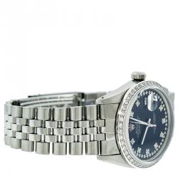 مملوكة مسبقًا Rolex Black Diamonds and Stainless Steel Datejust Women's Wristwatch 36MM