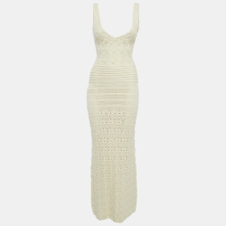 Ronny Kobo Off White Crochet Sadie Maxi Dress S